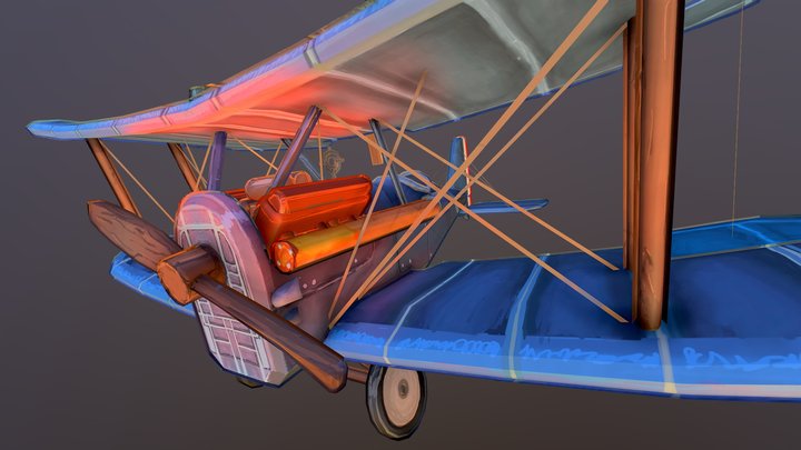 Stylised WW1 plane 3D Model