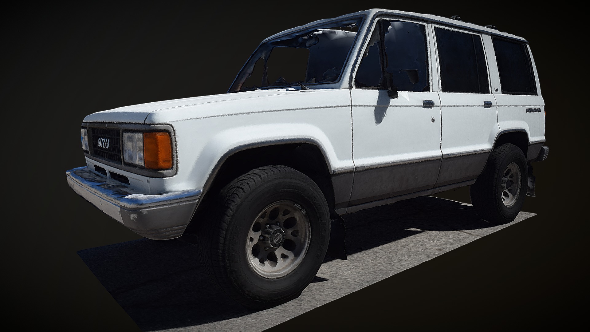 3D model 1989 Isuzu Trooper 4×4 - This is a 3D model of the 1989 Isuzu Trooper 4x4. The 3D model is about a white truck parked.