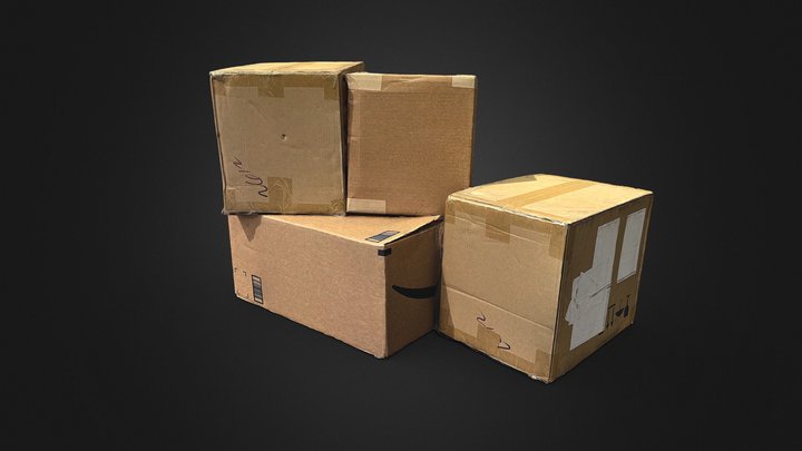 Pile of Cardboard Boxes 3D Model