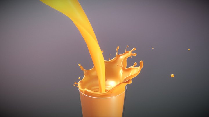 Juice flowing into Glass 3D Model