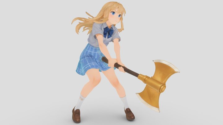 Rena – Axe Wielder (Action Pose) 3D Model