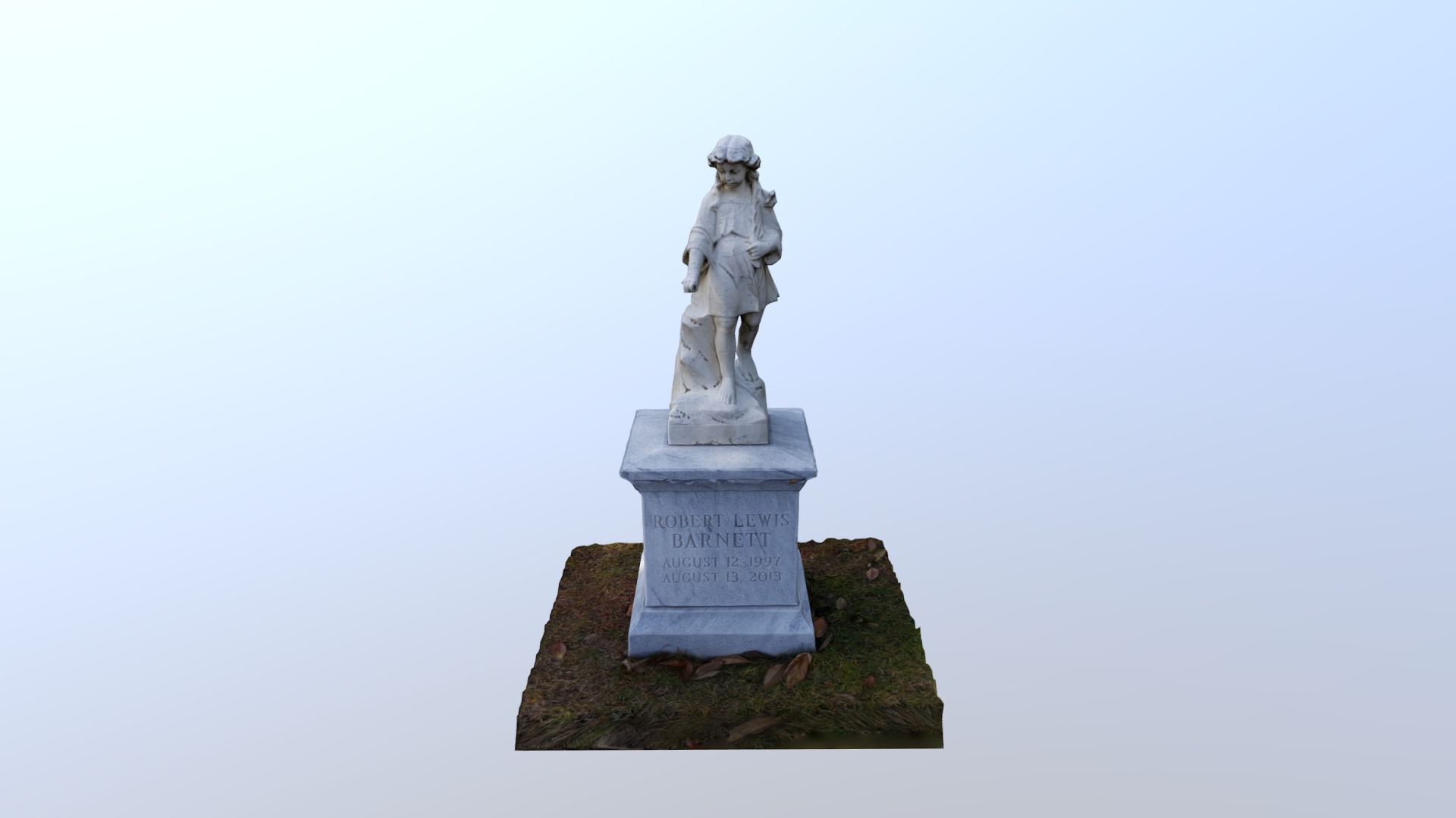 3D model Oakland Cemetery – Robert Lewis Barnett - This is a 3D model of the Oakland Cemetery - Robert Lewis Barnett. The 3D model is about a statue on a rock.