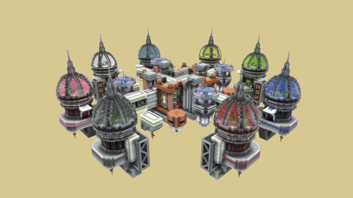 "Sci-fi" - Minecraft bedwars map 3D Model