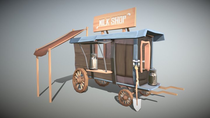 [Student Work]  Milk-Shop Carrige 3D Model