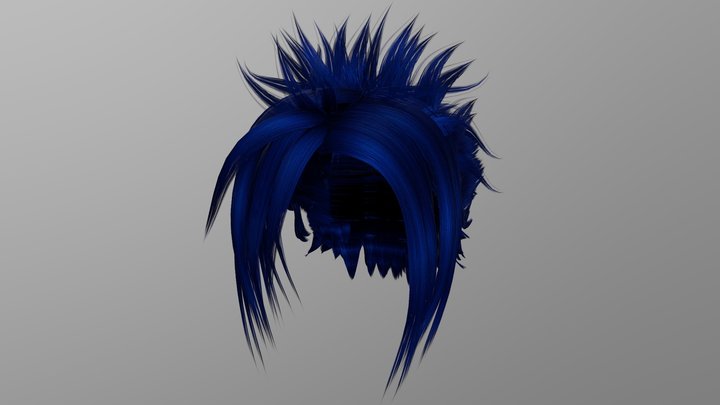 Anime Hair (Dark Blue) 3D Model