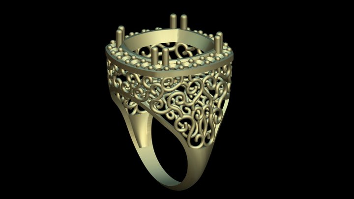 RS000100031 - Engagement ring with gallery 3D Model