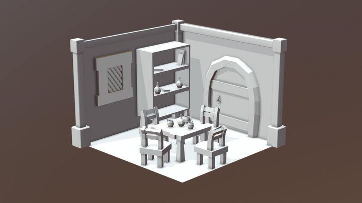 Medieval Room Low Poly 3D Model