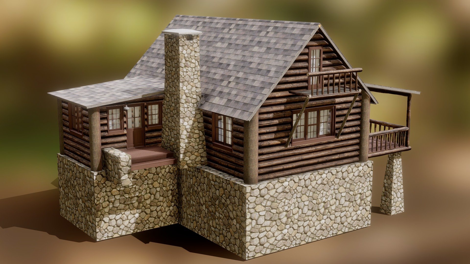 Log Cabin (Free Download) - Download Free 3D model by Kless Gyzen