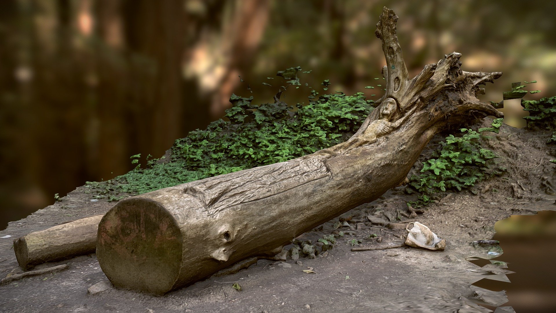 Old fallen tree with mysterious bas-relief - Download Free 3D model by ...