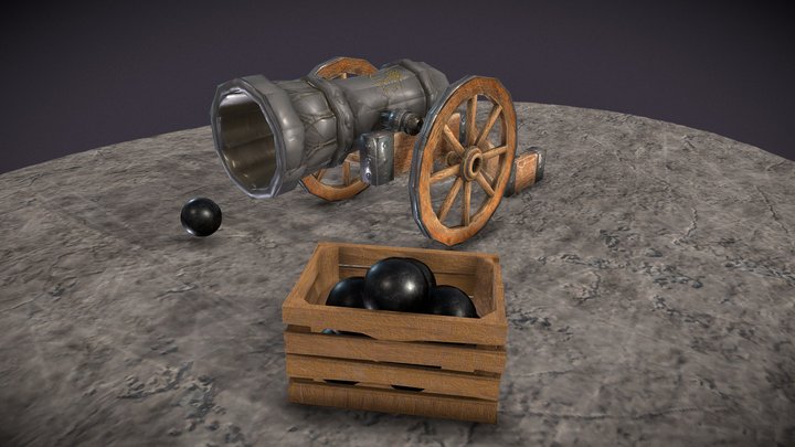 Stilized Field Cannon 3D Model
