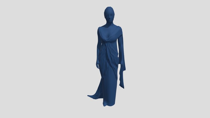 woman in elegant blue dress 3D Model