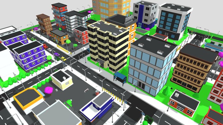 Low Polygon City Pack 🌆🏙️ 3D Model