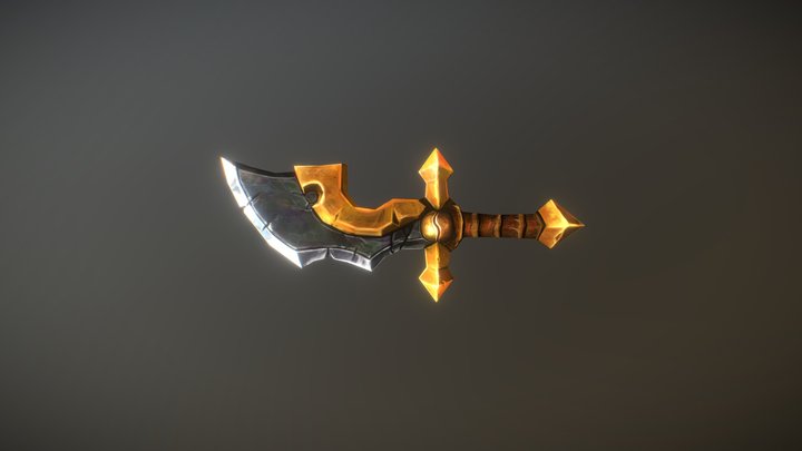 WoW Style Hand painted sword 3D Model