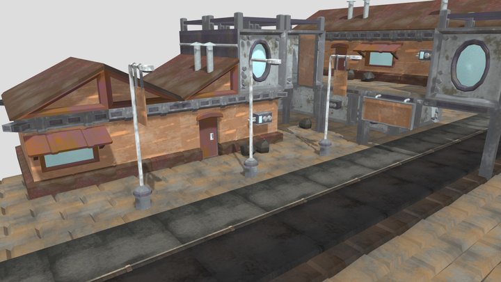 Steampunk Modular Town 3D Model