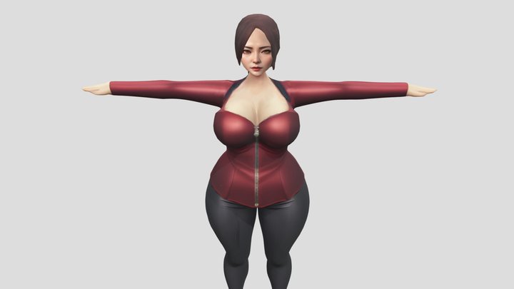 Scarlet Defender - Sexy Curvy Female Lowpoly 3D Model