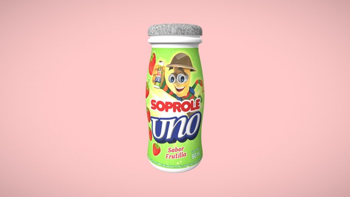 Botella de Soprole Uno (Sabor Frutilla) 3D Model
