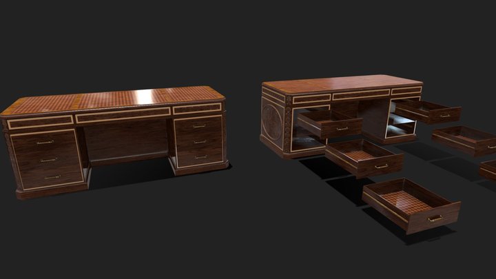 Luxury Desk 3D Model