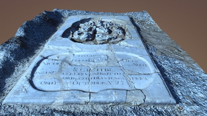 Shattered Dutch Tombstone by Elmina Castle Moat 3D Model
