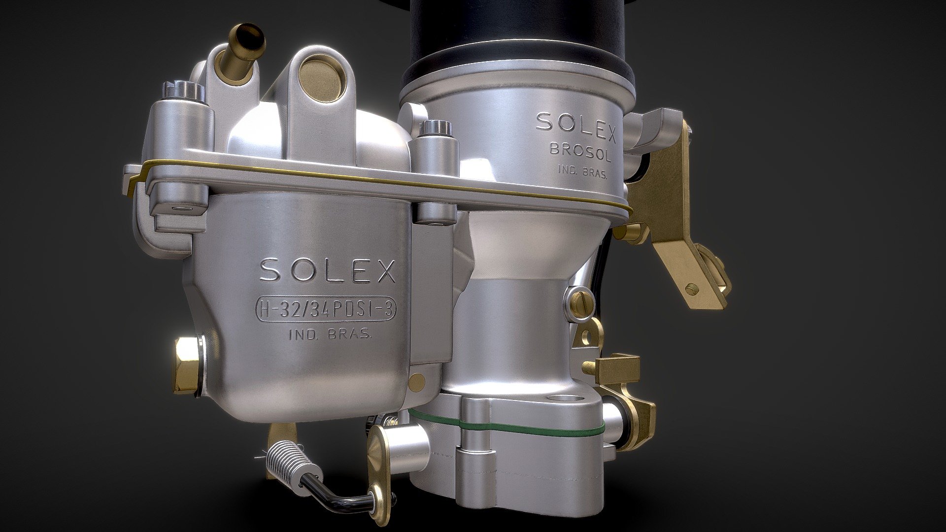 The Solex 32 carburetor (vintage engine part) - 3D model by BrunoMoreno  (@BrunoMoreno) [267d655]