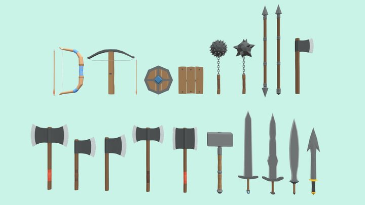Lowpoly Medieval Weapon Pack 3D Model