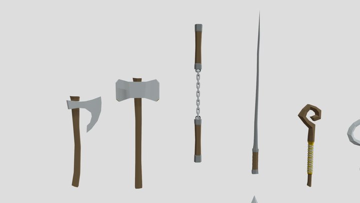 Low poly weapons,swords,shields 3D Model