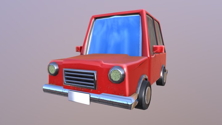 Parked car red 3D Model