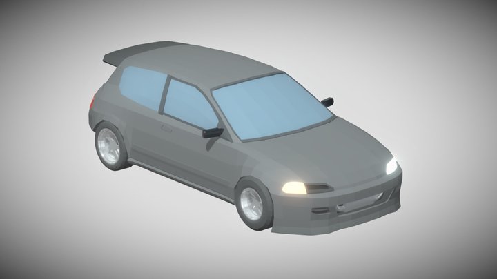 Honda Civic Drag Estilo Hatchback Low Poly 1991 3D Model