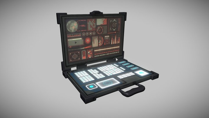 Low-Poly Sci-fi Laptop 3D Model