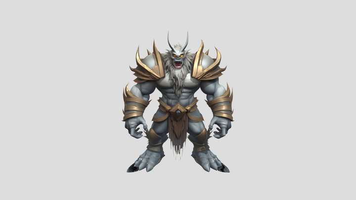 Armored demon warrior with horns and fangs 3D Model