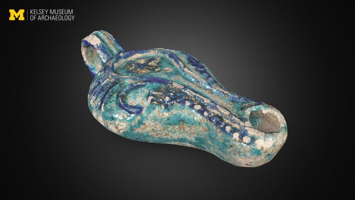 Blue glazed lamp with Christian motifs 3D Model