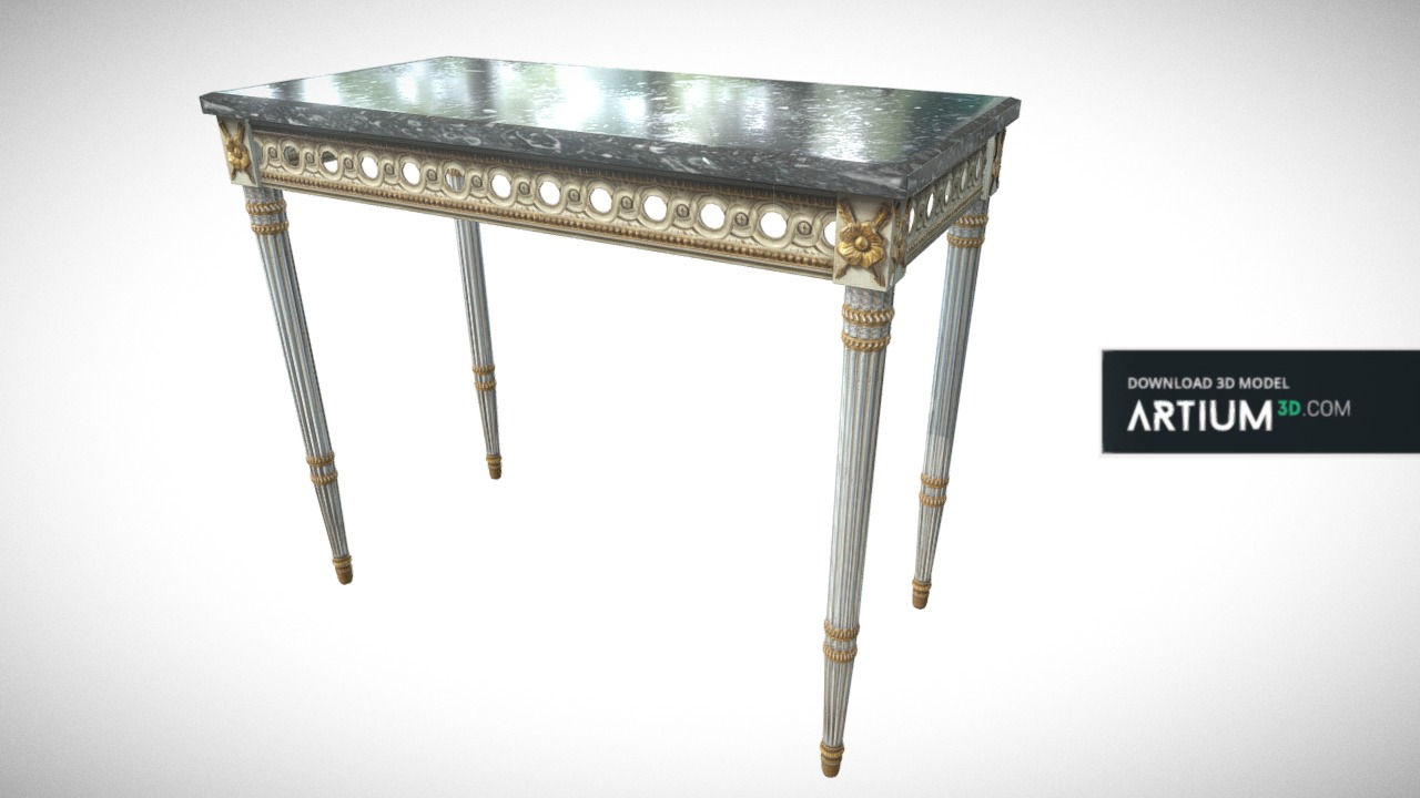 3D model Neoclassicistic console – France around 1880 - This is a 3D model of the Neoclassicistic console – France around 1880. The 3D model is about a table with a metal frame.