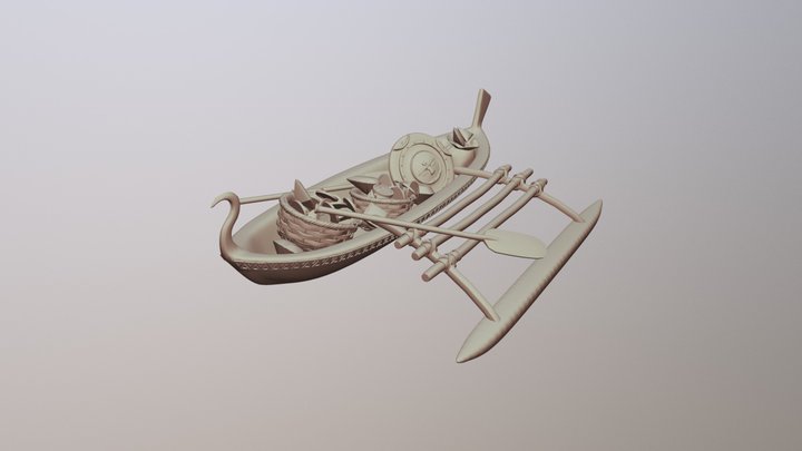 Golden Match - treasure Tiki raft 3D Model