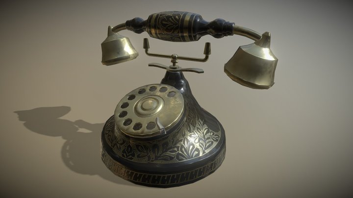 LOW POLY Rotary Dial Telephone from 3D Scan 3D Model