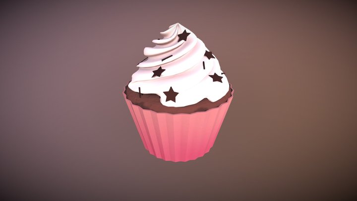 Cartoon Cupcake 3D Model