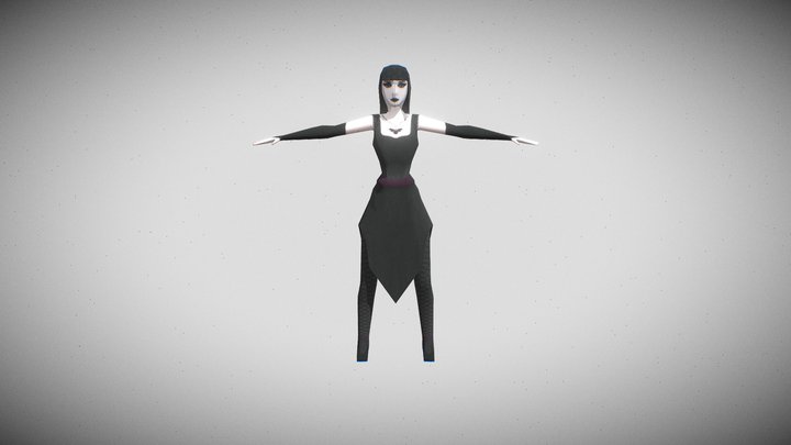 Goth Female Character PS1-Style 3D Model