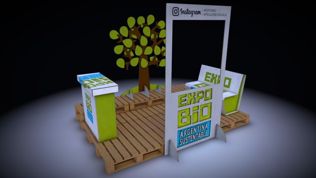 Plaza De Cartón. Stand de Feria 3D Model