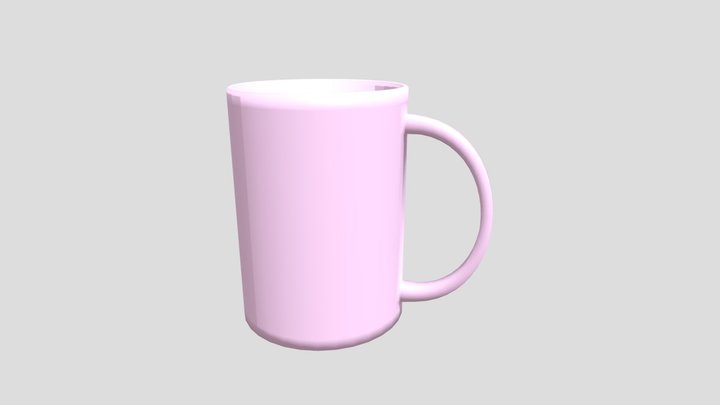 Low Poly 3D Model Of Simple Light Pink Mug