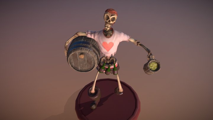 Drunk Skull 3D Model