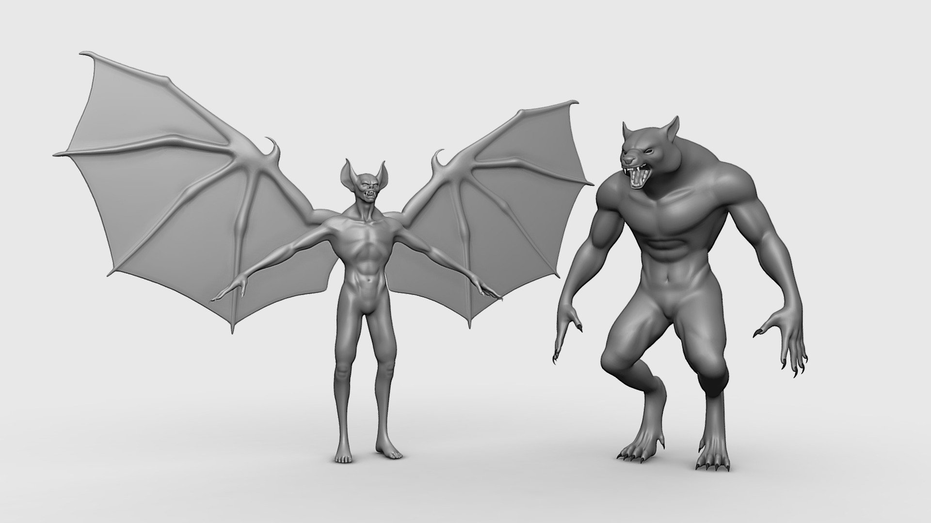 Vampire Vs Werewolf - Topology + UV Map — Sketchfab embed 3D viewer