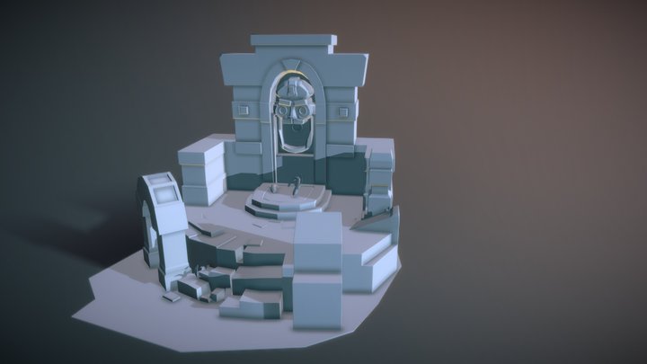 Stylized Mayan Fountain Mesh 3D Model