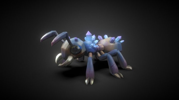 crystal-armored fantasy insect 3D Model