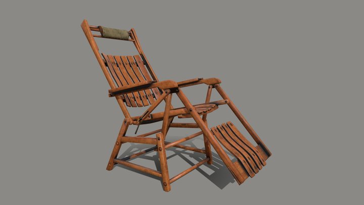 Antique deckchair Thonet 1930s rigged animated 3D Model