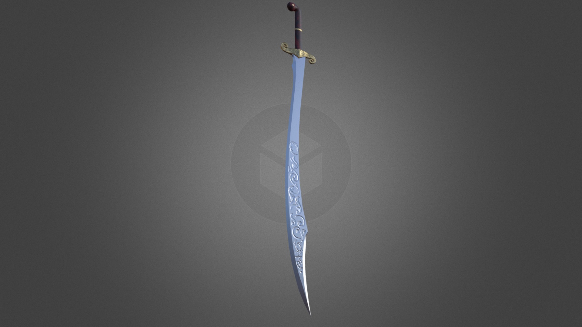 3D model Scimitar - This is a 3D model of the Scimitar. The 3D model is about a sword with a handle.