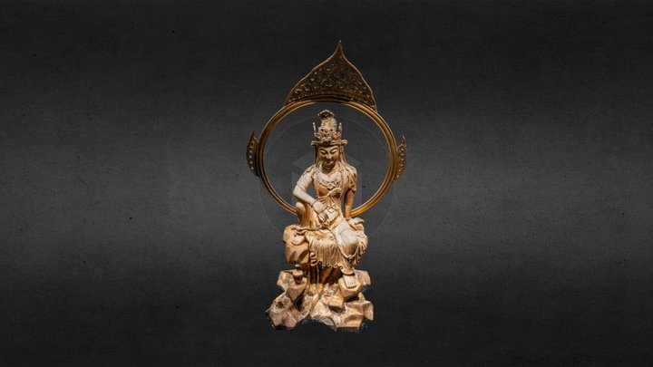Gilt Bronze Water-Moon Guanyin Statue (鎏金铜水月观音像) 3D Model