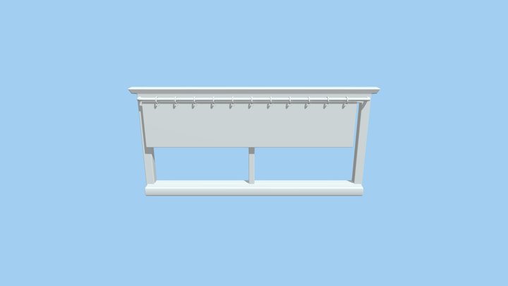 Kitchen Window with Half Curtain 3D Model