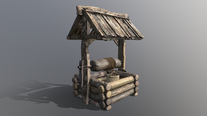 Animated Wooden Well 3D Model