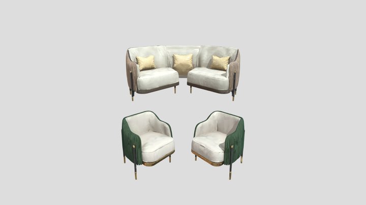 Armchair fluted 3D Model