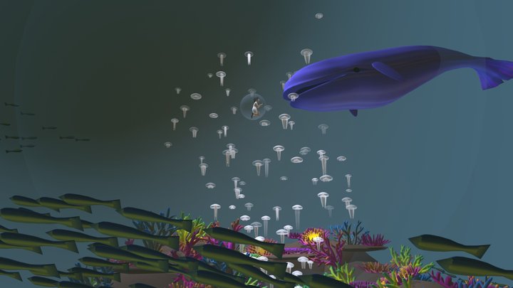 Whale and the Girl 3D Model