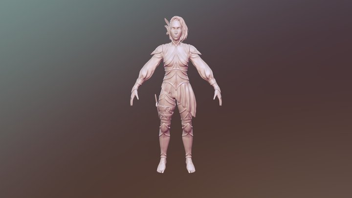 Elf Fighter Character 3D Model
