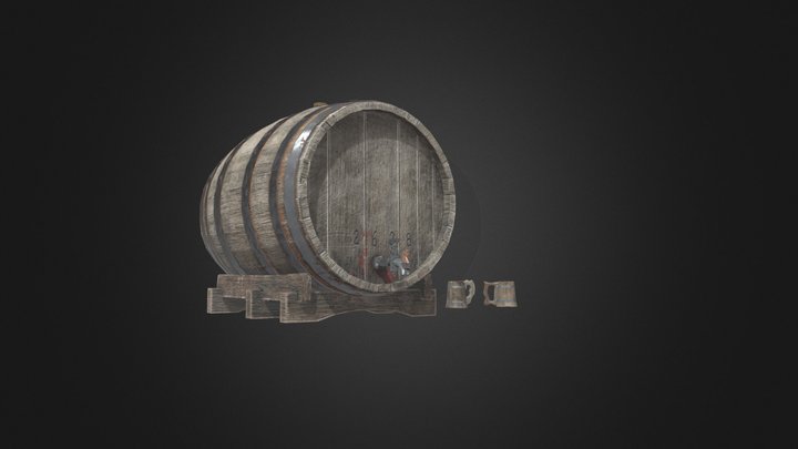 barrel and cups :) 3D Model